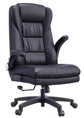 leather ergonomic flip up arms office chair