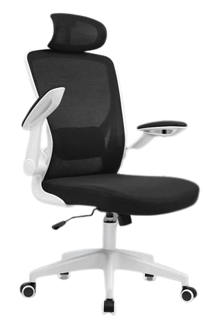 white office chair with flip up arms