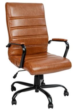 brown leather high back executive office chair