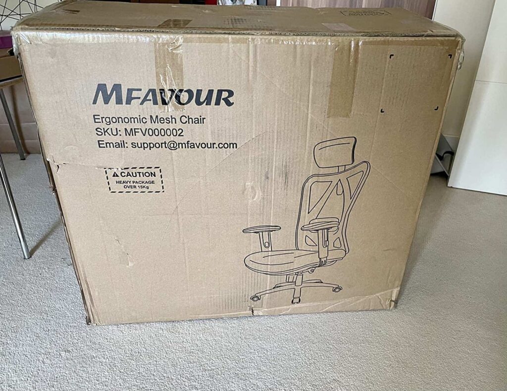 view of ergonomic mesh office chair for bad posture our unboxing package arrival home office