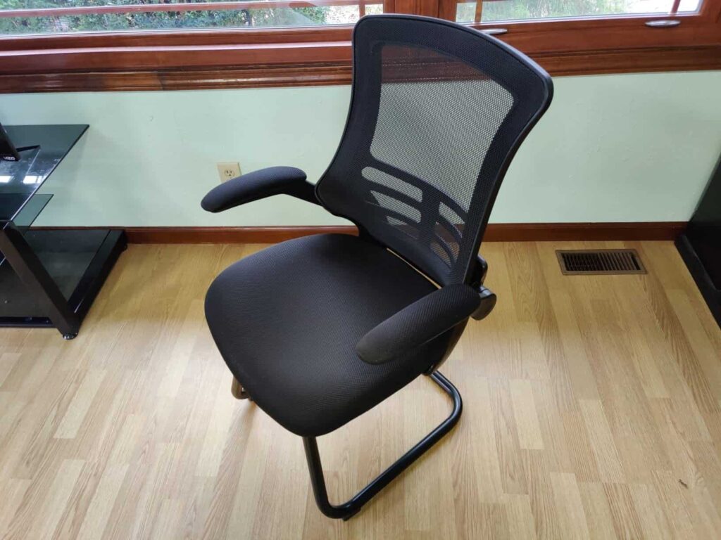 view of high back black ergonomic office chair no wheels our unboxing package arrival home office 