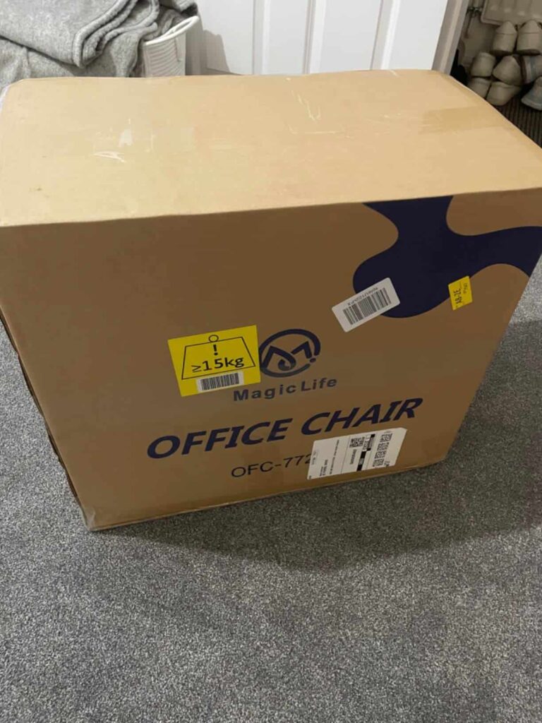 view of magic life best mesh office chair under £100 our unboxing package arrival home