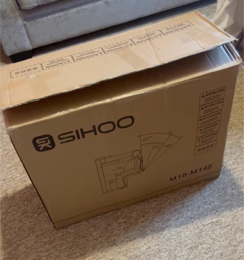 view of our own purchase testing sihoo m18 ergonomic office chair under 200 uk unboxing package arrival several weeks to months