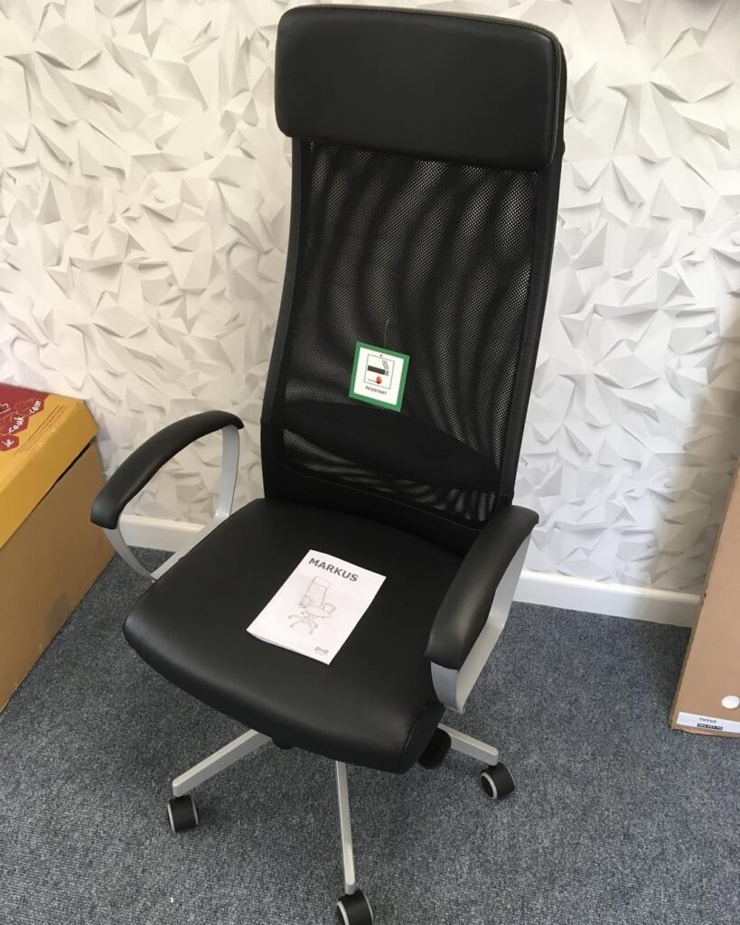view of our own purchase testing ikea markus budget office chair uk unboxing package arrival several weeks to months